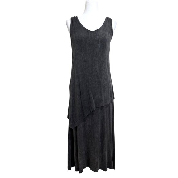 Pure Essence Gray Sleeveless Asymmetrical Layered Dress Lagenlook Womens Size M - Picture 1 of 7